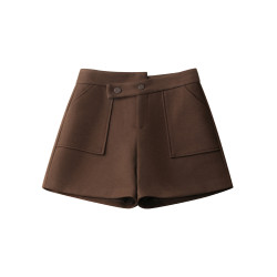 設計感a字毛呢短褲女2025秋冬新款高腰顯瘦外穿小個子濶腿靴褲潮