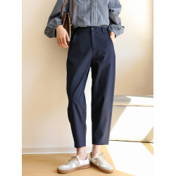 秋冬彎刀褲舒柔特梨型九分鐮刀褲小個子寬松休閒香蕉濶腿西裝褲