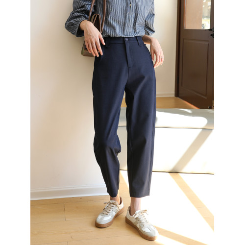 秋冬彎刀褲舒柔特梨型九分鐮刀褲小個子寬松休閒香蕉濶腿西裝褲