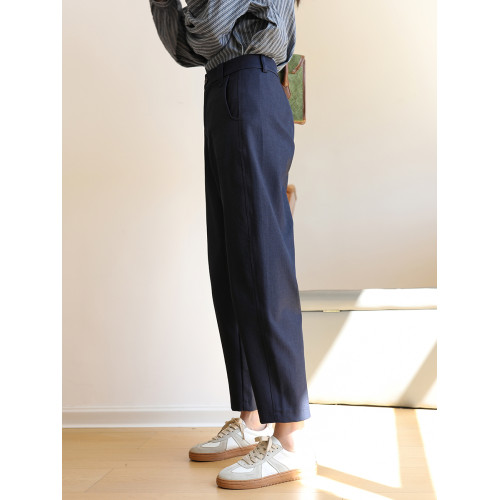 秋冬彎刀褲舒柔特梨型九分鐮刀褲小個子寬松休閒香蕉濶腿西裝褲