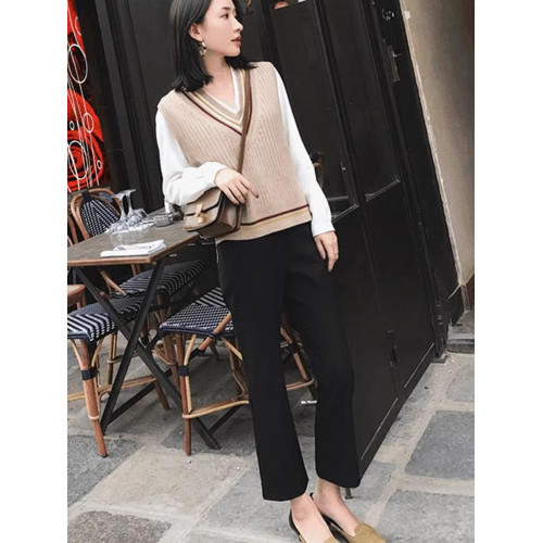 黑色喇叭褲女秋冬加絨2025新款小個子胖mm大碼直筒彈力微喇西裝褲