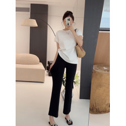 黑色濶腿微喇褲女秋冬新款加絨加厚保暖顯瘦垂感西裝褲休閒喇叭褲