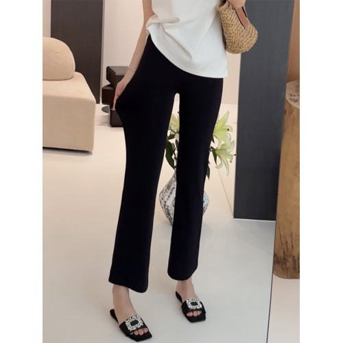 黑色濶腿微喇褲女秋冬新款加絨加厚保暖顯瘦垂感西裝褲休閒喇叭褲