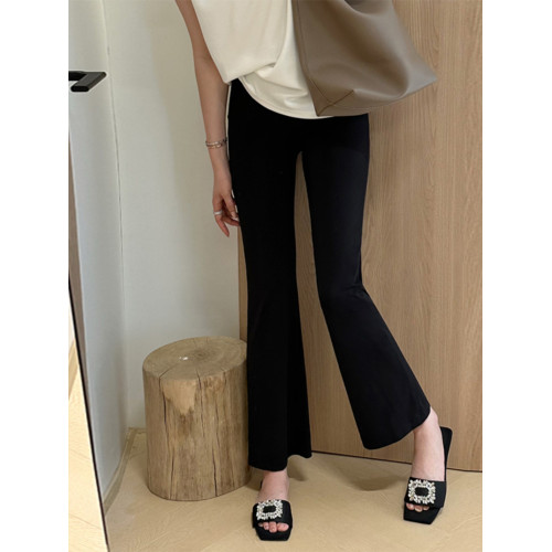 黑色濶腿微喇褲女秋冬新款加絨加厚保暖顯瘦垂感西裝褲休閒喇叭褲