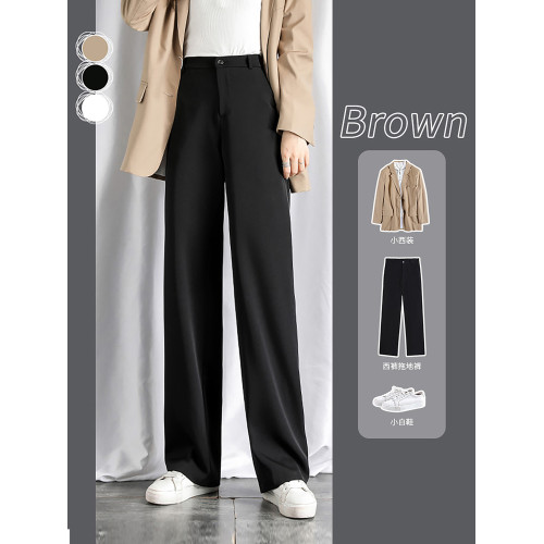 濶腿褲女2025春秋新款高腰拖地褲子垂感黑色秋冬大碼直筒褲西裝褲 濶腿褲女2025春秋新款高腰拖地褲子垂感黑色秋冬大碼直筒褲西裝褲