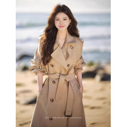高個子風衣外套女加長版2025春秋新款卡其色英倫風超長款大衣韓系