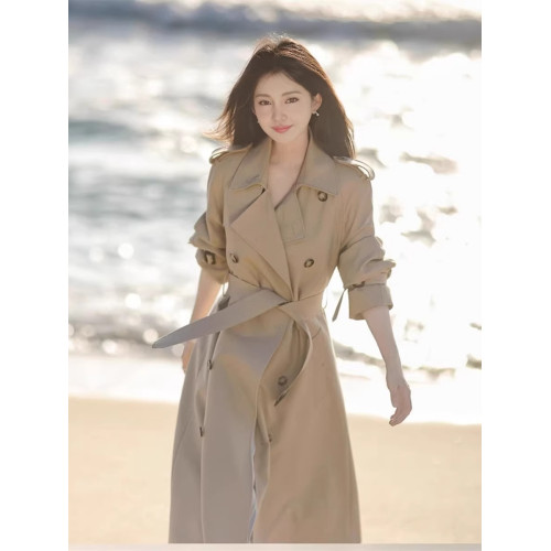 高個子風衣外套女加長版2025春秋新款卡其色英倫風超長款大衣韓系