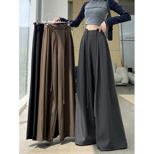 高級感西裝濶腿褲女春秋2025新款設計感高腰垂感寬松休閒拖地褲裙 高級感西裝濶腿褲女春秋2025新款設計感高腰垂感寬松休閒拖地褲裙