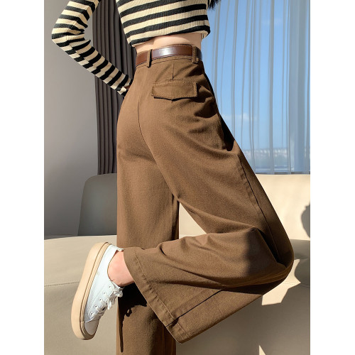 小個子顯高水洗棉工裝褲子女春秋2025新款高腰九分直筒窄版濶腿褲 小個子顯高水洗棉工裝褲子女春秋2025新款高腰九分直筒窄版濶腿褲