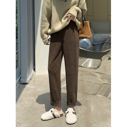 咖色哈倫蘿蔔褲女春秋美拉德巴恩風小個子九分休閒直筒顯瘦菸管褲 咖色哈倫蘿蔔褲女春秋美拉德巴恩風小個子九分休閒直筒顯瘦菸管褲