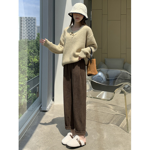 咖色哈倫蘿蔔褲女春秋美拉德巴恩風小個子九分休閒直筒顯瘦菸管褲 咖色哈倫蘿蔔褲女春秋美拉德巴恩風小個子九分休閒直筒顯瘦菸管褲