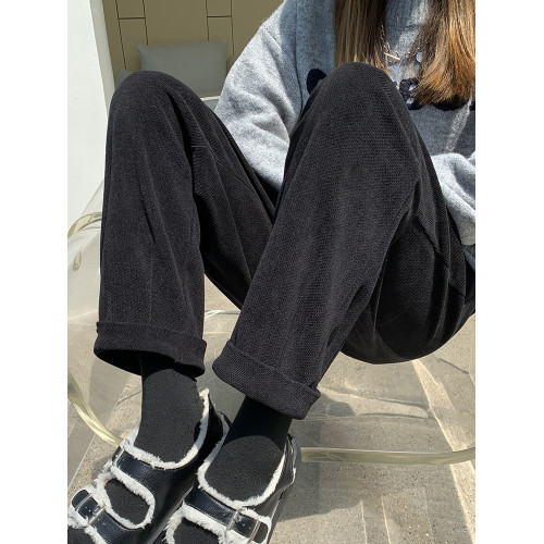 咖色哈倫蘿蔔褲女春秋美拉德巴恩風小個子九分休閒直筒顯瘦菸管褲 咖色哈倫蘿蔔褲女春秋美拉德巴恩風小個子九分休閒直筒顯瘦菸管褲