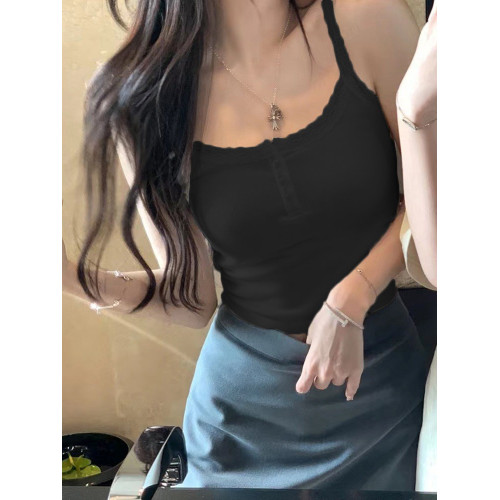 白色純欲風蕾絲小背心吊帶女夏季甜辣修身內搭帶胸墊打底外穿上衣