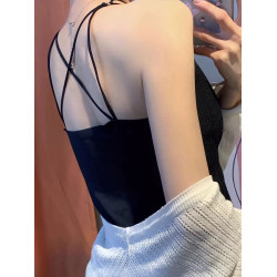 四季顯瘦打底吊帶內搭外穿美背文胸一體白色長款遮肚子百搭上衣女