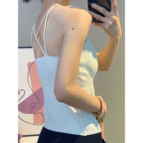 四季顯瘦打底吊帶內搭外穿美背文胸一體白色長款遮肚子百搭上衣女