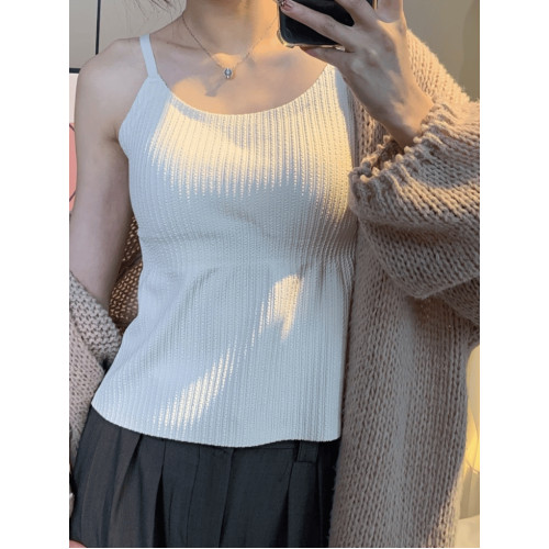 四季顯瘦打底吊帶內搭外穿美背文胸一體白色長款遮肚子百搭上衣女