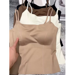 2024秋冬新款女士一體杯吊帶內衣簡約裸感無痕防走光抹胸顯瘦美背