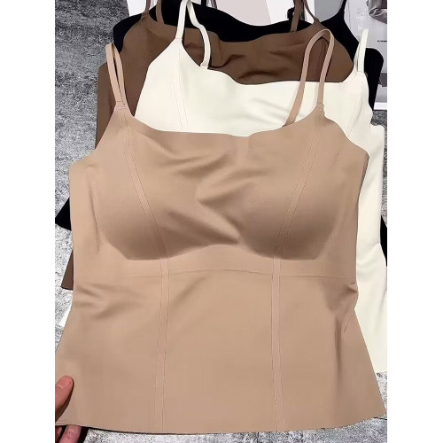 2024秋冬新款女士一體杯吊帶內衣簡約裸感無痕防走光抹胸顯瘦美背