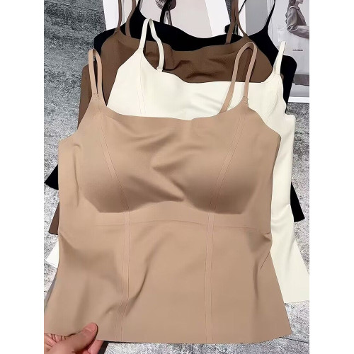 2024秋冬新款女士一體杯吊帶內衣簡約裸感無痕防走光抹胸顯瘦美背