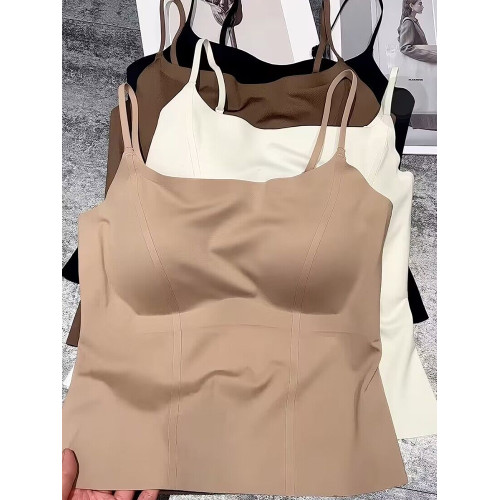 2024秋冬新款女士一體杯吊帶內衣簡約裸感無痕防走光抹胸顯瘦美背