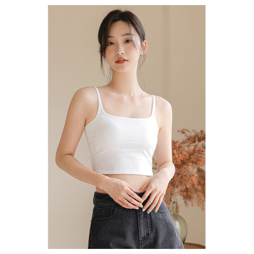 美背吊帶背心女夏季短款內搭帶胸墊內衣打底外穿白色抹胸辣妹上衣