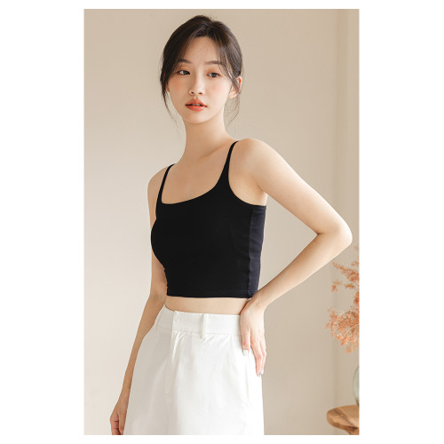 美背吊帶背心女夏季短款內搭帶胸墊內衣打底外穿白色抹胸辣妹上衣
