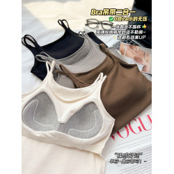 棕咖色帶胸墊加絨保暖吊帶背心女內搭2025新款秋冬外穿打底小上衣