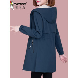 啄木鳥品牌早秋風衣外套女士中長款春秋2025秋季新款媽媽上衣洋氣