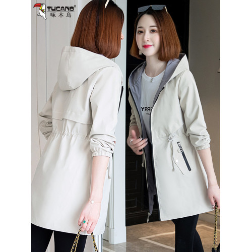 啄木鳥品牌早秋風衣外套女士中長款春秋2025秋季新款媽媽上衣洋氣