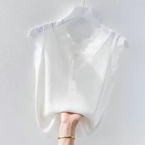 春夏季新款蕾絲吊帶背心女大碼寬松外穿內搭打底無袖紐釦背心上衣