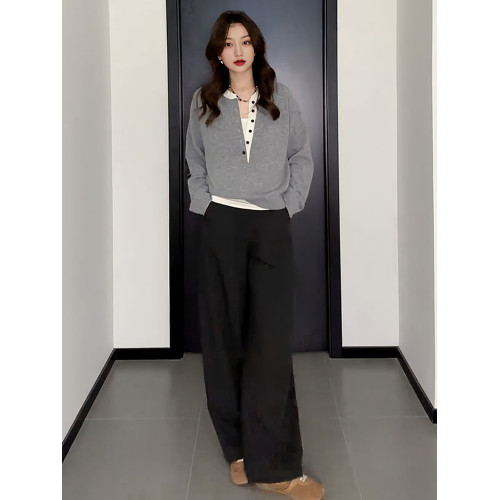 大碼女裝假兩件毛衣針織衫早秋新款胖mm寬松遮肚顯瘦內搭外穿上衣 大碼女裝假兩件毛衣針織衫早秋新款胖mm寬松遮肚顯瘦內搭外穿上衣