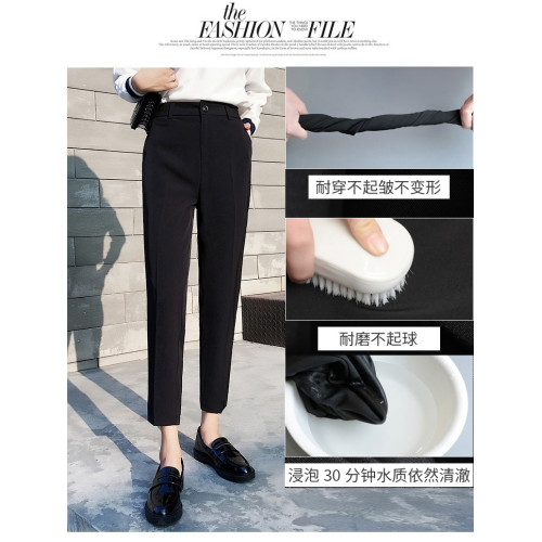 黑色西裝褲女九分褲西褲灰色褲子小個子女褲垂感直筒褲職業菸管褲