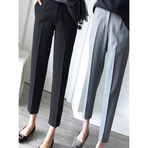 黑色西裝褲女九分褲西褲灰色褲子小個子女褲垂感直筒褲職業菸管褲