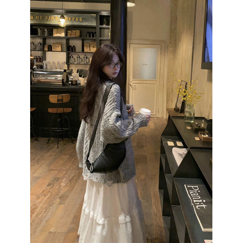 針織衫女2025新款春秋韓版寬松顯瘦長袖V領麻花開衫外套小個子女