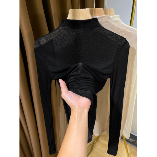 春秋超薄肌底衣2025新款半高領薄款針織打底衫女彈力洋氣內搭小衫 春秋超薄肌底衣2025新款半高領薄款針織打底衫女彈力洋氣內搭小衫