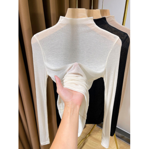 春秋超薄肌底衣2025新款半高領薄款針織打底衫女彈力洋氣內搭小衫 春秋超薄肌底衣2025新款半高領薄款針織打底衫女彈力洋氣內搭小衫