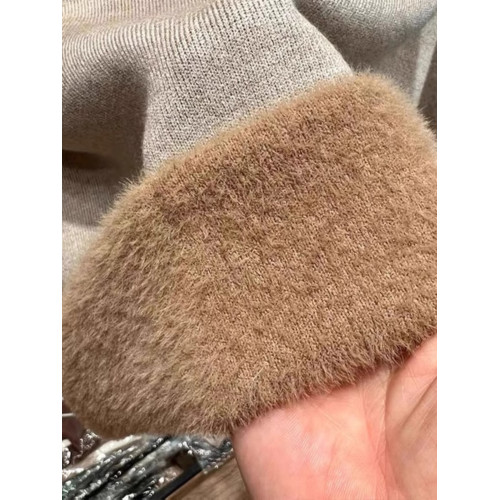 低領打底衫女秋冬季新款加絨保暖衣加厚一體絨皮草內搭方領上衣服