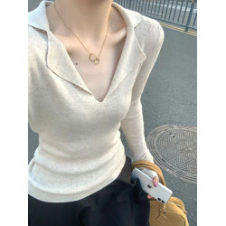 2025新款女秋冬小衆針織衫設計感打底衫女早秋季修身內搭長袖上衣