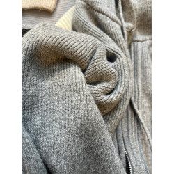 灰色連帽毛衣外套女寬松春秋冬外搭慵懶風加厚針織雙拉鍊衛衣開衫