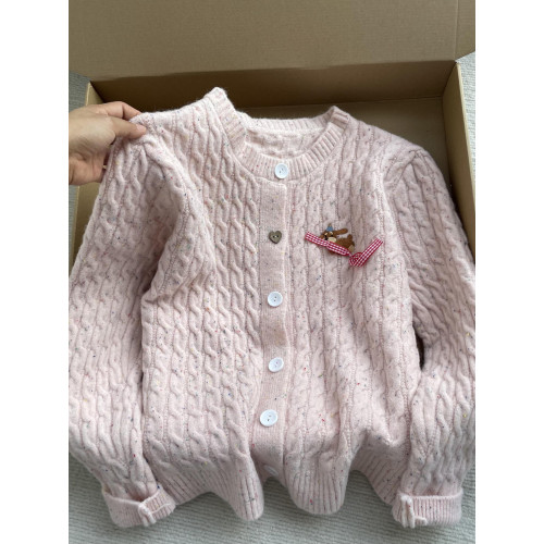 彩色刺綉軟糯麻花早秋韓系針織毛衣開衫外套女甜美學院風春秋上衣 彩色刺綉軟糯麻花早秋韓系針織毛衣開衫外套女甜美學院風春秋上衣