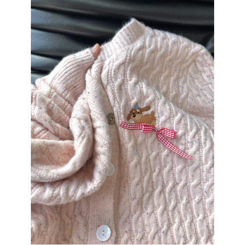 彩色刺綉軟糯麻花早秋韓系針織毛衣開衫外套女甜美學院風春秋上衣 彩色刺綉軟糯麻花早秋韓系針織毛衣開衫外套女甜美學院風春秋上衣