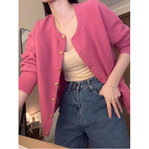 小衆慵懶風玫紅色針織開衫女秋冬溫柔氛圍感軟糯毛衣外套漂亮上衣 小衆慵懶風玫紅色針織開衫女秋冬溫柔氛圍感軟糯毛衣外套漂亮上衣