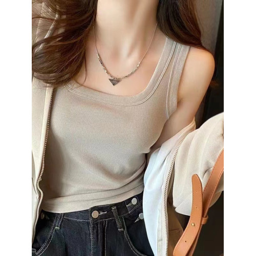 純棉法式方領吊帶背心女夏季修身大碼胖妹妹內搭打底衫無袖上衣
