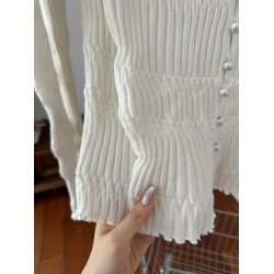 趙露思同款白色一字肩針織衫女早秋新款修身顯瘦露鎖骨高級感上衣