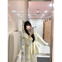 仿貂毛超溫柔軟糯厚實大開衫毛毛外套女秋冬氛圍感連帽針織衫上衣