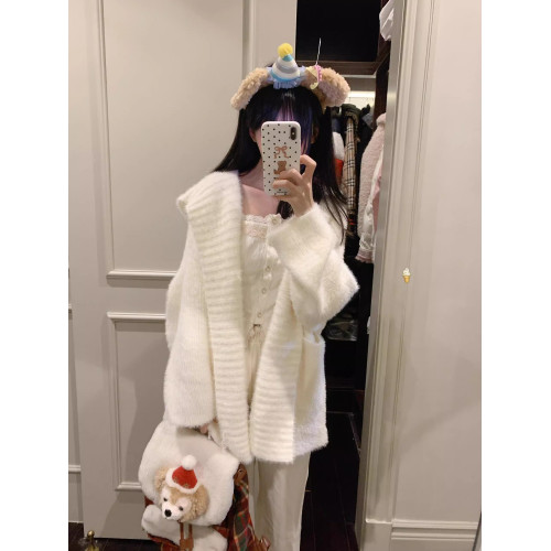 仿貂毛超溫柔軟糯厚實大開衫毛毛外套女秋冬氛圍感連帽針織衫上衣 仿貂毛超溫柔軟糯厚實大開衫毛毛外套女秋冬氛圍感連帽針織衫上衣