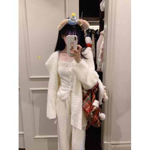 仿貂毛超溫柔軟糯厚實大開衫毛毛外套女秋冬氛圍感連帽針織衫上衣 仿貂毛超溫柔軟糯厚實大開衫毛毛外套女秋冬氛圍感連帽針織衫上衣