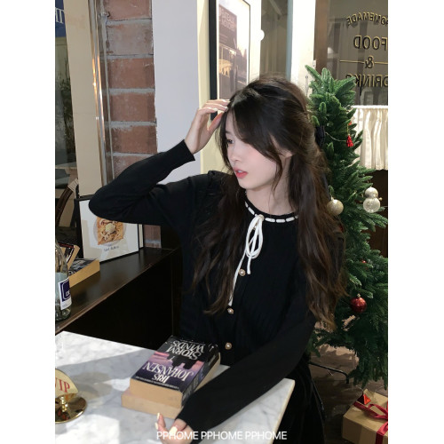 PPHOME自製~千金公主 冬季毛衣精緻小香風撞色圓領內搭打底針織衫