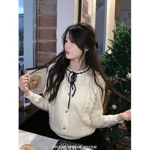 PPHOME自製~千金公主 冬季毛衣精緻小香風撞色圓領內搭打底針織衫