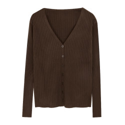 V領長袖針織開衫女秋冬裝法式寬松慵懶風百搭設計感小衆毛衣ins潮